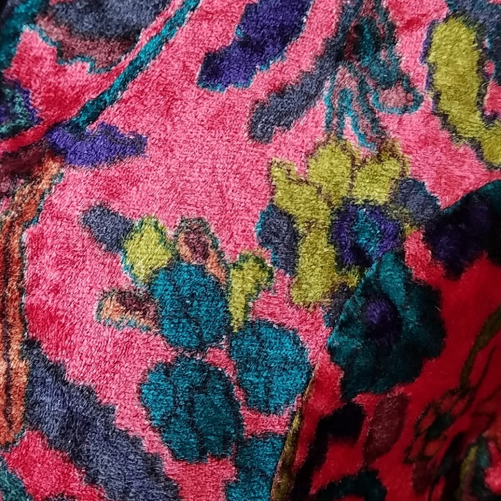 VELVETEEN BUTTON UP PEPLUM FESTIVAL  BLOUSE TOP M - Picture 3 of 5